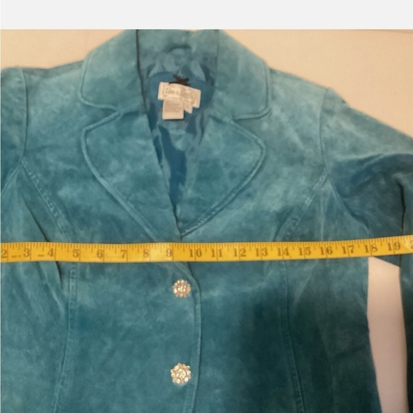 live a little leather jacket turquoise sz Small.  Excellent condition. - Picture 9 of 11